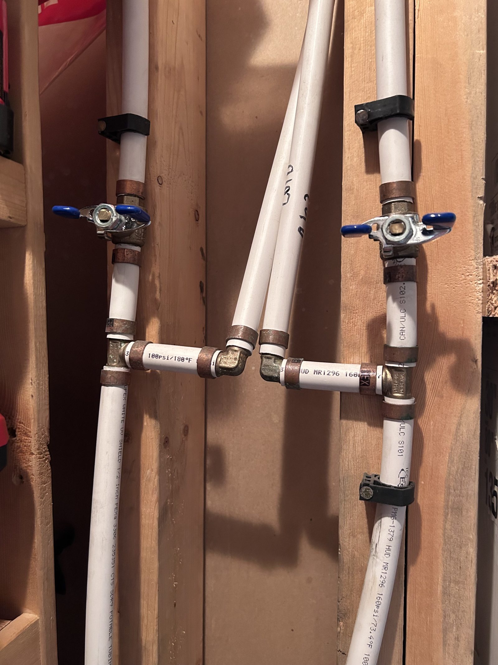 Inside shut-offs with drains for both outdoor tap lines